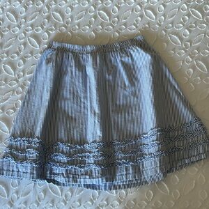 L.L. Bean - Girls Blue and White Pinstripe Lined Ruffle Skirt